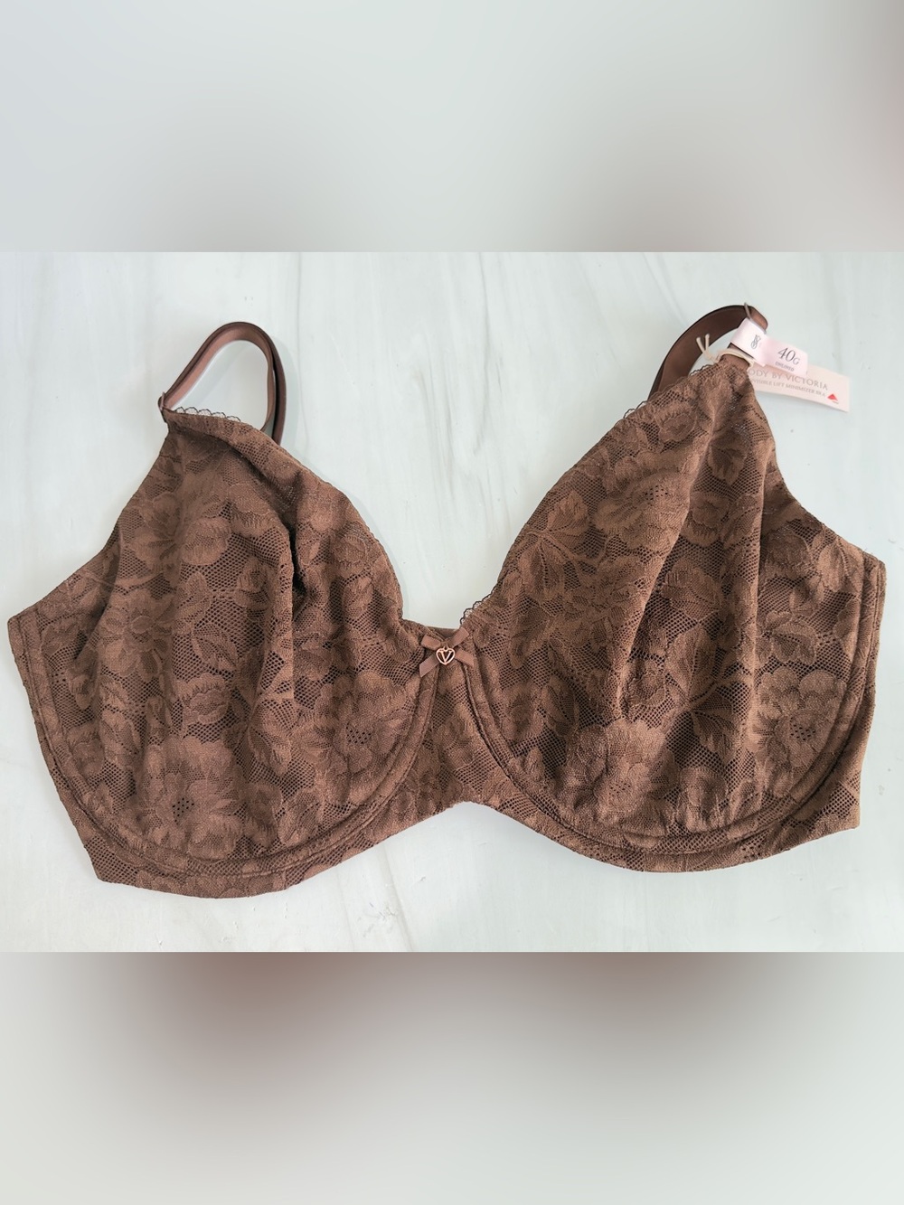 VICTORIA’S SECRET INVISIBLE LIFT MINIMIZER BRA BROWN LACE SIZE 40 G Feminine
